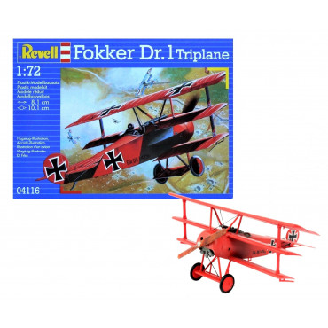 KIT PARA MONTAR REVELL AVIÃO FOKKER DR.1 TRIPLANE 1/72 37 PEÇAS REV 04116